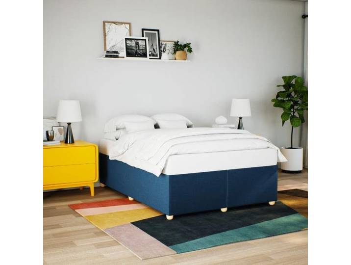 &Mode Lit 2 Personnes - BEWI - Structure de lit Adulte/enfant - sans matelas - bleu 140x190cm tissu 653165