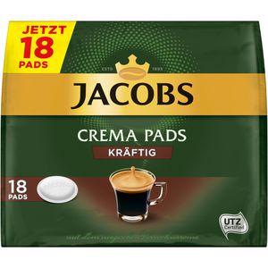 Jacobs Kaffeepads Crema Pads, Kräftig, starke Röstung, Arabica & Robusta, 18 Pads, 18 Stück