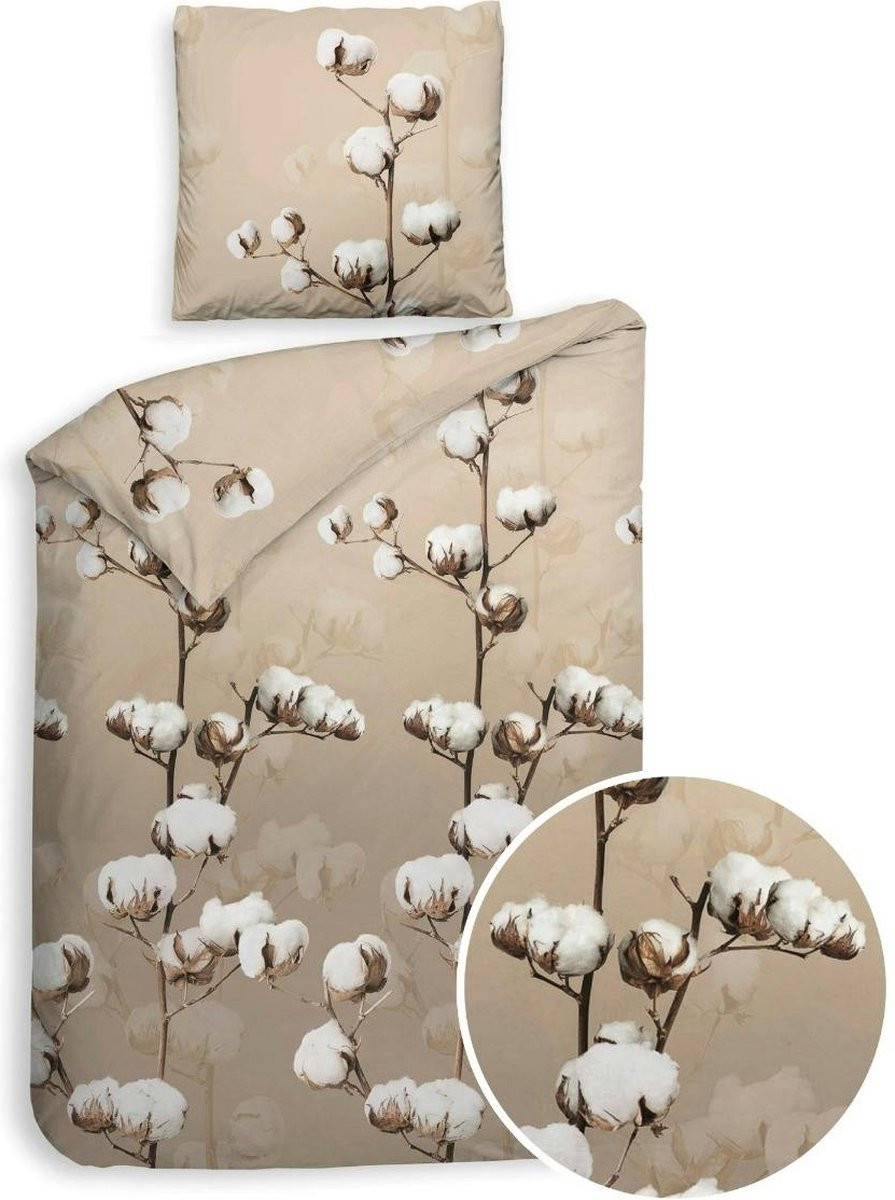 Heckett & Lane Moos Dekbedovertrek Flanel Eenpersoons Natural Beige 140x200/220 cm