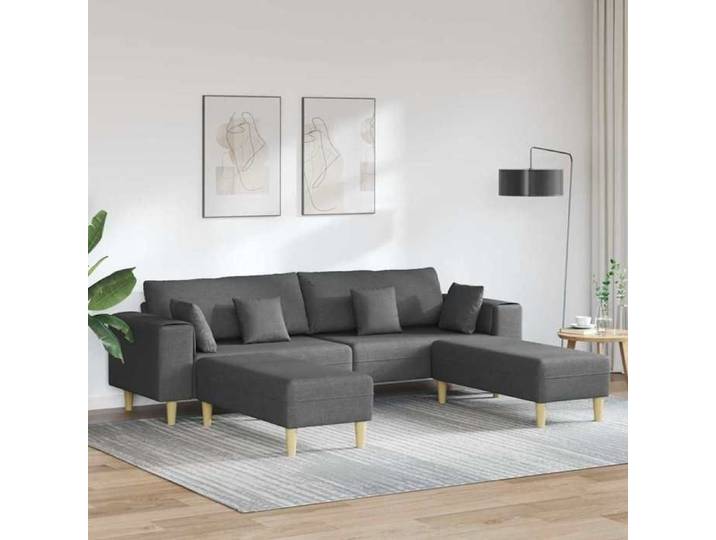 CHIC Sofa en - Sofa Fixe design concis Têtières relax en tissu avec coussin 3 pcs Gris foncé 208 cm - Sofa Fixe design concis