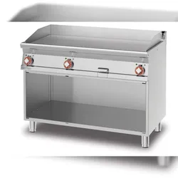 Redcook Elektrische glatte Frittierplatte drei Kochzonen auf offenem Fach. Gestell aus rostfreiem Stahl. Abmessungen 120x70,5 h 90 cm. Modell FTL-712ET3