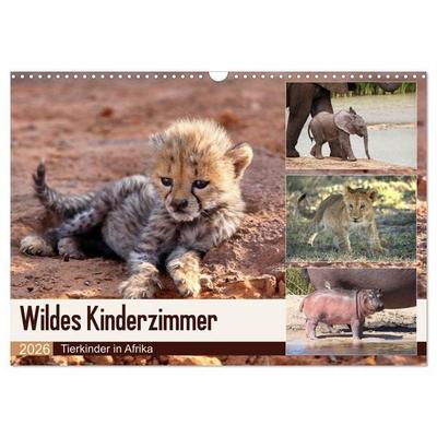 Wildes Kinderzimmer - Tierkinder in Afrika (Wandkalender 2026 DIN A3 quer), CALVENDO Monatskalender
