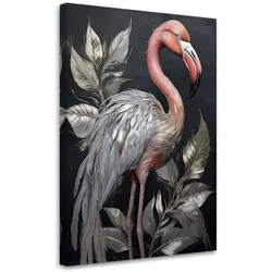 WANDBILD flamingo vögel silberne tiere