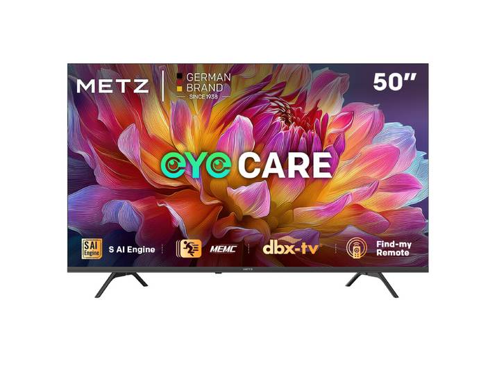 METZ 50MUF7000Z TV 50 pouces (127 cm) Google TV avec protection des yeux, 4K UHD, Dolby Vision &amp; Atmos, HDR10, fonction localisation de la télécommande, triple tuner, CI+ (classe énergétique F)