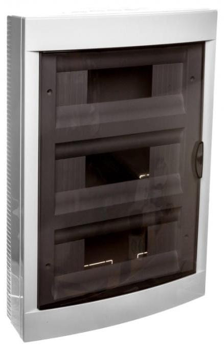 Panasonic VIko Wandmontage verdeelpanelen, 3-rijig met 36 modules, IP40, transparante deur