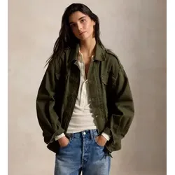 Polo Ralph Lauren für Damen. 211A93153001 Grüne, kurz geschnittene Jacke (XXL), Lässig, Baumwolle, Langarm
