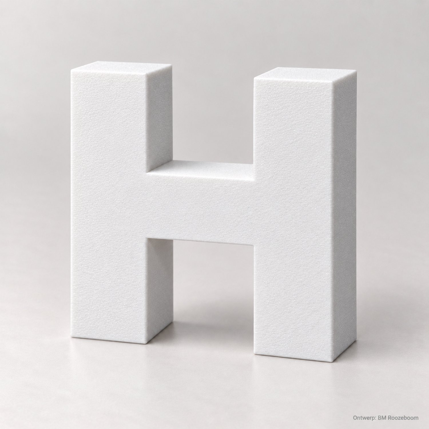 BM Roozeboom Letter H Montserrat ExtraBold Wit 3D-geprint PLA Hoogte: 10 cm, Diepte: 3 cm