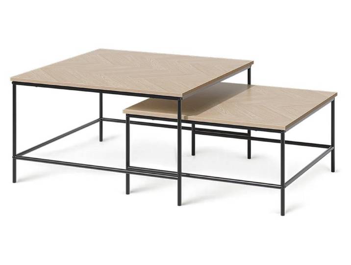 Couchtisch-Set Vicco Ramio Eiche/Schwarz 80 x 80 cm 2 Teile, Model 61234