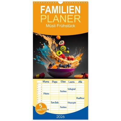Familienplaner 2026 - Müsli Frühstück mit 5 Spalten (Wandkalender, 21 x 45 cm) CALVENDO