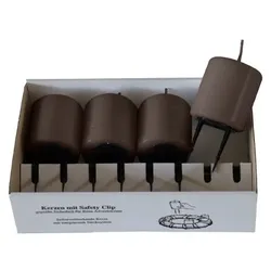 Kopschitz Kerzen 4er Set Adventskerzen mit Safety Clip und Kerzenstecker (Haltekrallen) Schokolade Chocolate 8 x ? 5 cm
