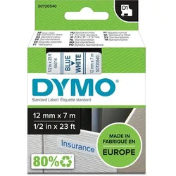 DYMO D1 Beschriftungsband Authentisch 45014 S0720540 Selbsthaftend Blau auf Weiß 12 mm x 7 m