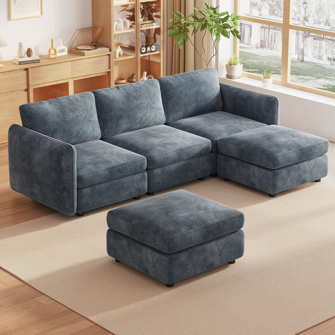 Latitude Run Blue 5 to 9 Seater Modular Storage Sofa Blue 5 seat