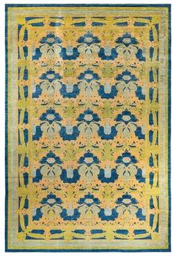 "Overton Handknotted Wool Vintage Inspired Contemporary Arts & Crafts Blue Area Rug - 17' 4"" x 12' 1"""