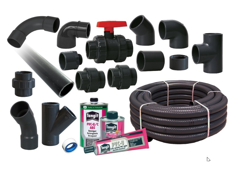 XXL PVC Pool-Verrohrungsset 50 mm mit Flex-Schlauch, Fittingen & Kugelhähnen 5-10 m