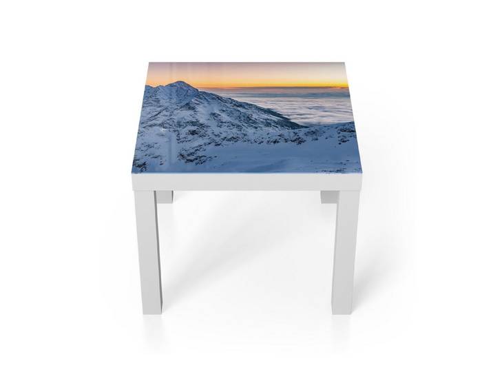 DEQORI Couchtisch 'Tatraberge bei Morgenrot', Glas Beistelltisch Glastisch modern