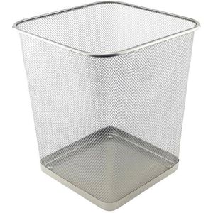 D.RECT Papierkorb 110785, silber, quadratisch, aus Metalldraht, 18 Liter