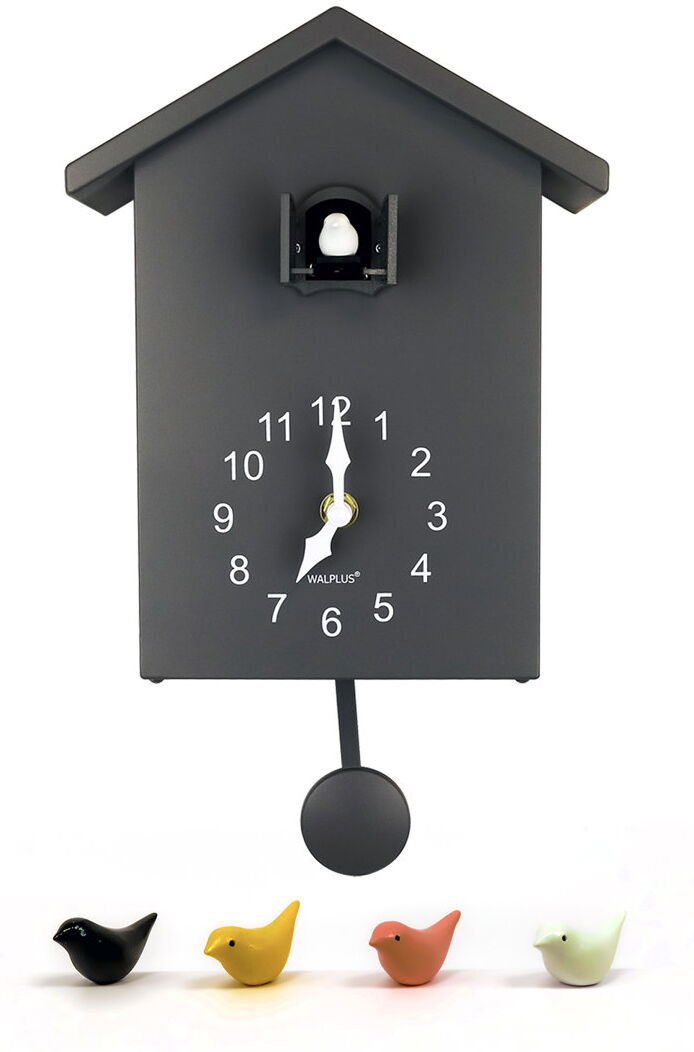 Brambly Cottage Borel Grey Minimalist Cuckoo Wall Clock Grey 20cm W X 25cm H X 10cm D