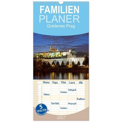 Familienplaner 2027 - Goldenes Prag mit 5 Spalten (Wandkalender, 21 x 45 cm) CALVENDO