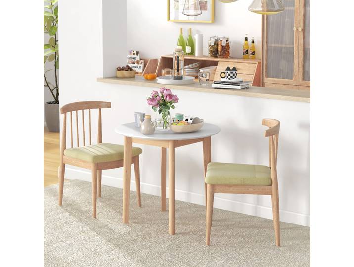 HOMCOM Table Ronde Scandinave 75cm Blanc et Naturel