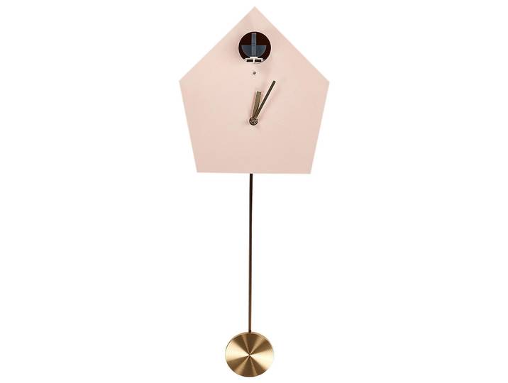 Beliani Wanduhr Rosa/Gold/Schwarz Arbaz, Pink, Goldfarben, Schwarz, 24x63x10 cm, Dekoration, Uhren, Wanduhren