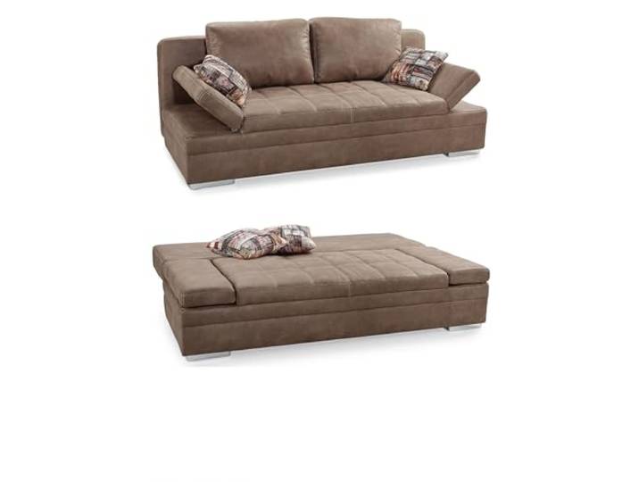 luma-Home 15116/ Funktionssofa mit Gästebett und Bettkasten, Braun