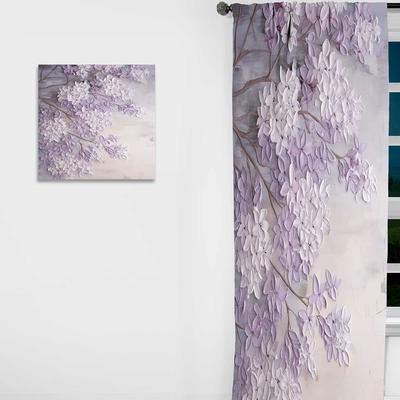 DESIGN ART Designart - Blooming Lilac Melody I - Lilacs Curtain - Blackout Floral Curtain - 1 Panel