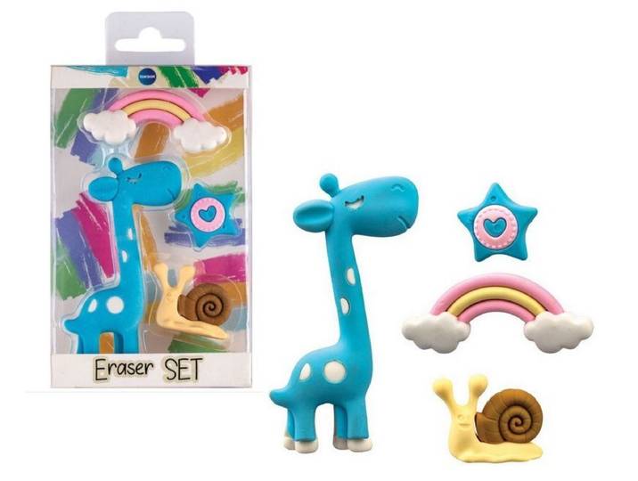 Gummen set giraffe - 4-delig - synthetisch rubber