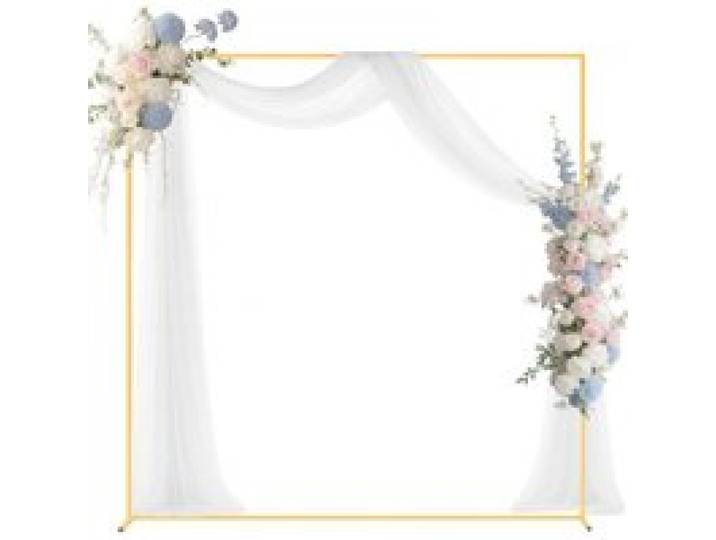 VEVOR Bogenhintergrundständer, 2x2 m, Hochzeitbogen, quadratischer, goldfarbener Metall-Hintergrundständer für Hochzeiten, Geburtstagsfeiern, Abschlussfeiern, Feiertage & Zeremoniendekorationen