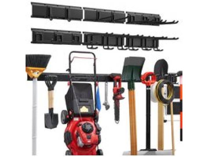 VEVOR Gerätehalter Wandhalterung Werkzeughalter 2514,6mm 544kg Tragkraft, Zur Wandmontage, Kohlenstoffstahl, 6 Schienen & 16 Haken, Mit Schrauben & Dübeln, Werkzeugorganizer für Garage Keller Garten