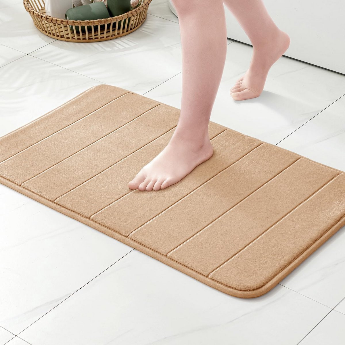 Traagschuim Badmat met Antislip en Hydrofiel Materiaal voor Badkamer, Keuken en Toilet - 40 x 60 cm - Kaki