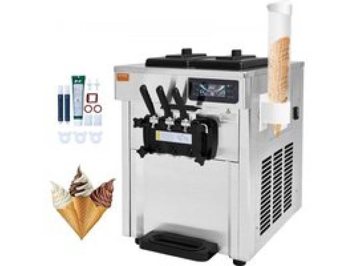 VEVOR Kommerzielle Eismaschine 18–28 L/h, 3 Geschmacksrichtungen, Italienische Eismaschine, 2 x 5,5 L Trichter, LCD-Panel, Automatische Vorkühlung, Reinigung, für Joghurt, Kaffee, Snackbar, Restaurant