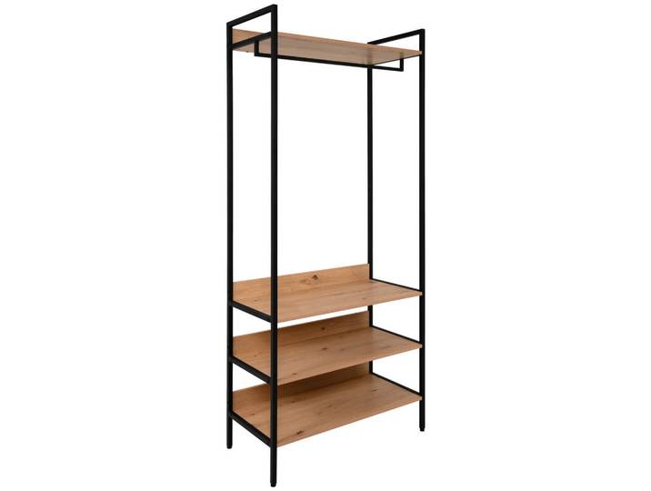 Livetastic Garderobe Dhaka, Schwarz, Metall, Holzwerkstoff, 3 Fächer, 84x190x40 cm, Garderobe, Garderobensets & -serien, Garderoben-Set