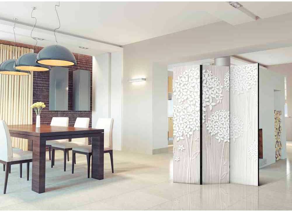 Pharao24.de Esszimmer Paravent mit abstraktem Blüten Motiv 135 cm breit