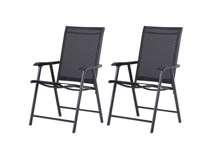 Chaises de camping, lot de 2, chaises pliantes avec accoudoirs, chaises de pêche en métal, noir, 58x64x94cm, idéales pour l'extérieur et les loisirs