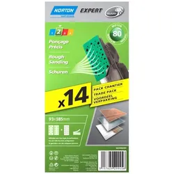 Norton Expert Schleifpapier 93x185mm K80 14er VE / Multi-Air