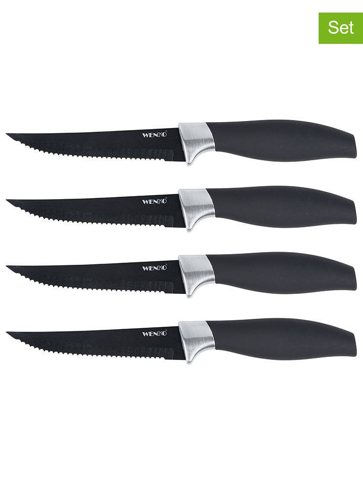 Wenko 4er-Set: Steakmesser "Otis" in Schwarz - (L)21,5 cm - onesize