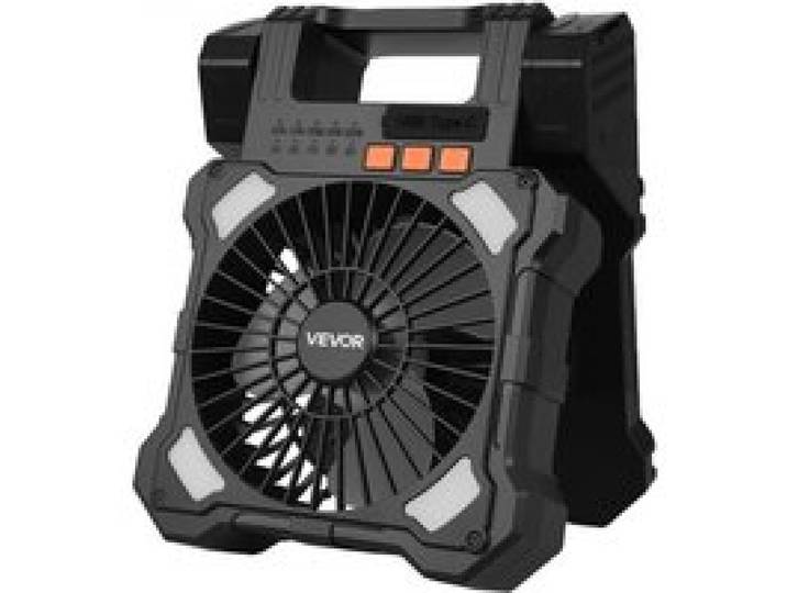 VEVOR Ventilateur Solaire Rechargeable 20000 mAh Ventilateur Portable Silencieux 20 cm avec Éclairage LED, Panneau Solaire 7 W, 5 Vitesses, Minuterie, Alimenté par Batterie USB pour Camping Extérieur