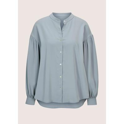 Langarmbluse MADELEINE "Bluse Elegante Bluse mit Rundhals", Damen, Gr. 36, blau (rauchblau), Obermaterial: 100% Polyester PES., Modern, Blusen