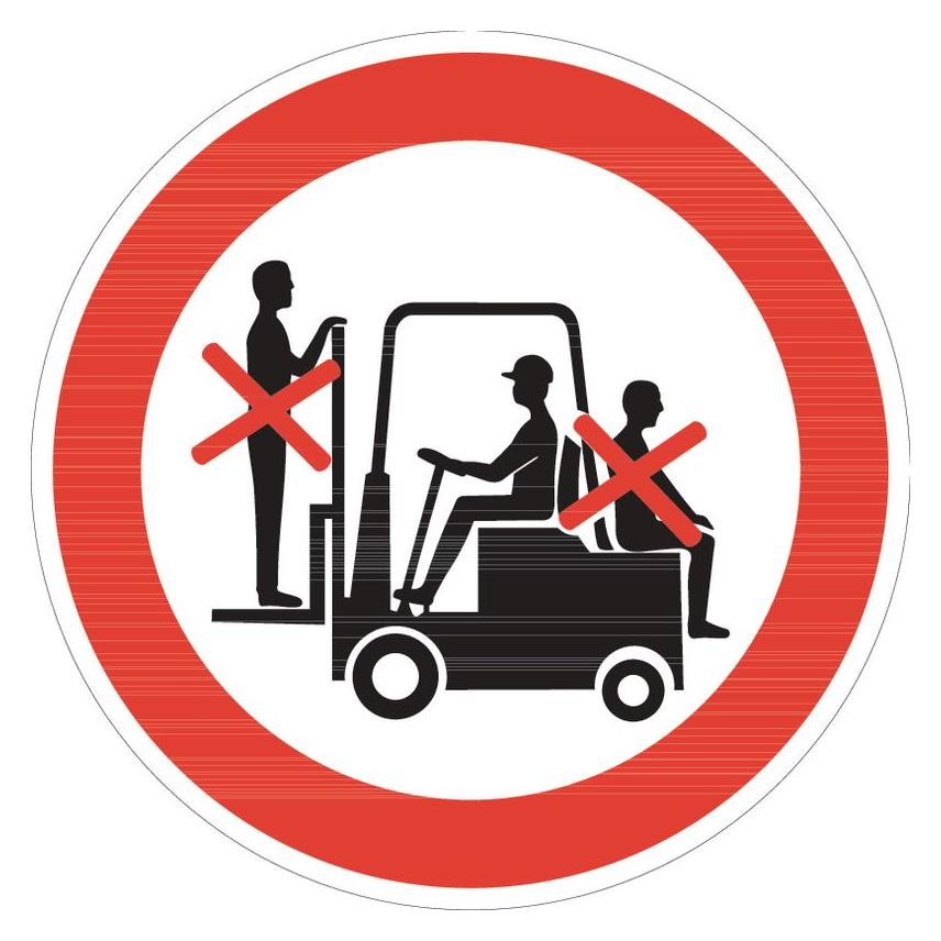 BRW Verbotsschild Mitfahren auf Gabelstapler verboten - Ø 5 cm, 6er-Bogen (23958595)
