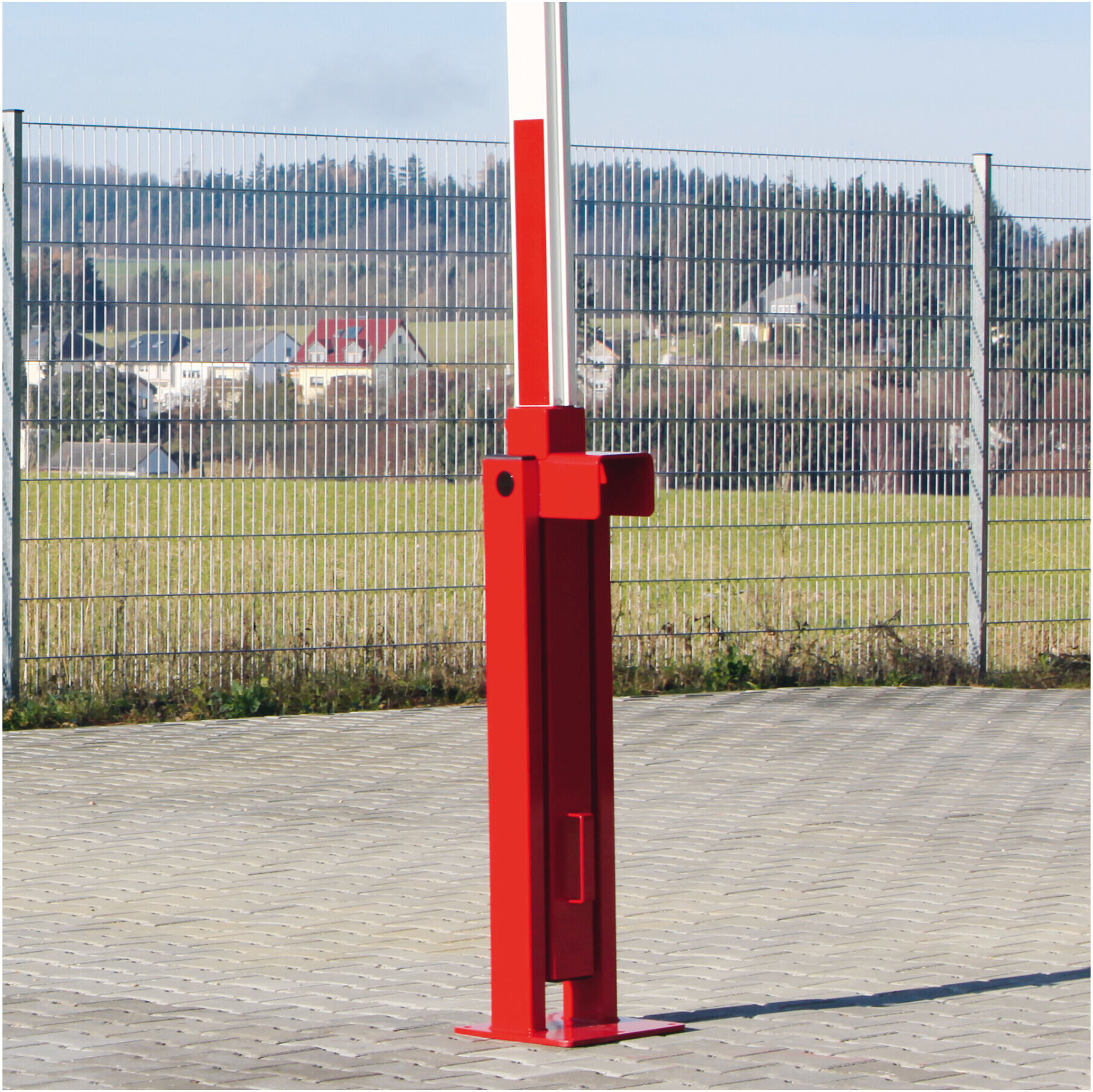 MORAVIA Systemschranke COMPACT Gegengewicht Pendelstütze Rundzylinder rot-weiß 5000mm (226.26.559)