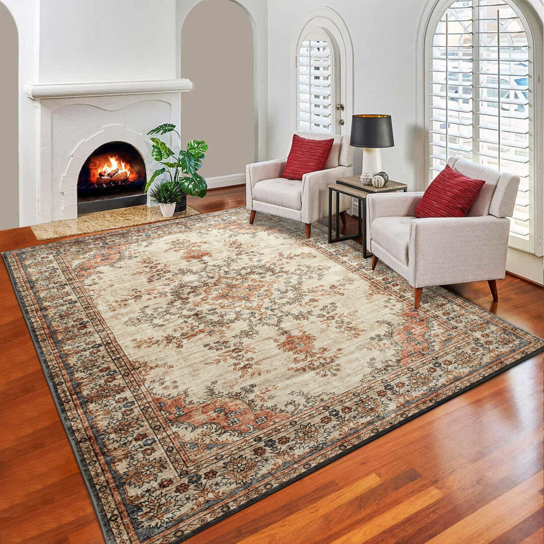 Latitude Vive Carrocci Persian Ultra Soft Luxury Machine Woven Area Rug Plush Carpet for Living Beige Rectangle 160 x 230cm