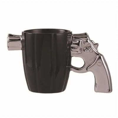 Creative 3D Revolver Modeling Ceramic Coffee Mug silver
