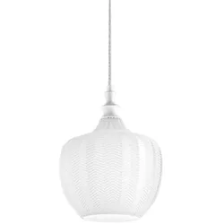 Cleofe - Pendelleuchte aus transparentem und weißem Glas - 1XE27-Fassung, Vintage-Stil, IP20, 1XE27 max. 1X60W, D.24cm, Leuchtmittel ausgeschlossen