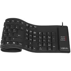 LogiLink Tastatur Flexibel Wasserfest USB PS/2 QWERTZ-Layout schwarz