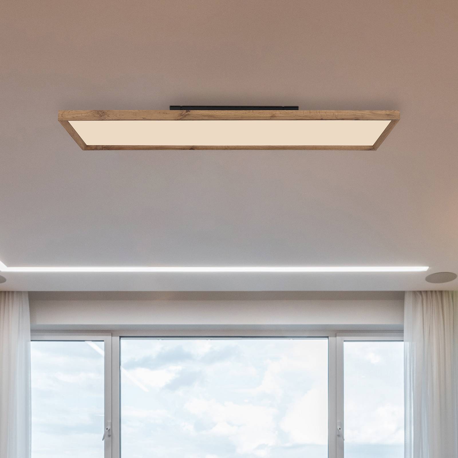 Globo LED Ceiling Light Cinderella, Dark wood, Living / Dining Room, Wood, Ceiling Light