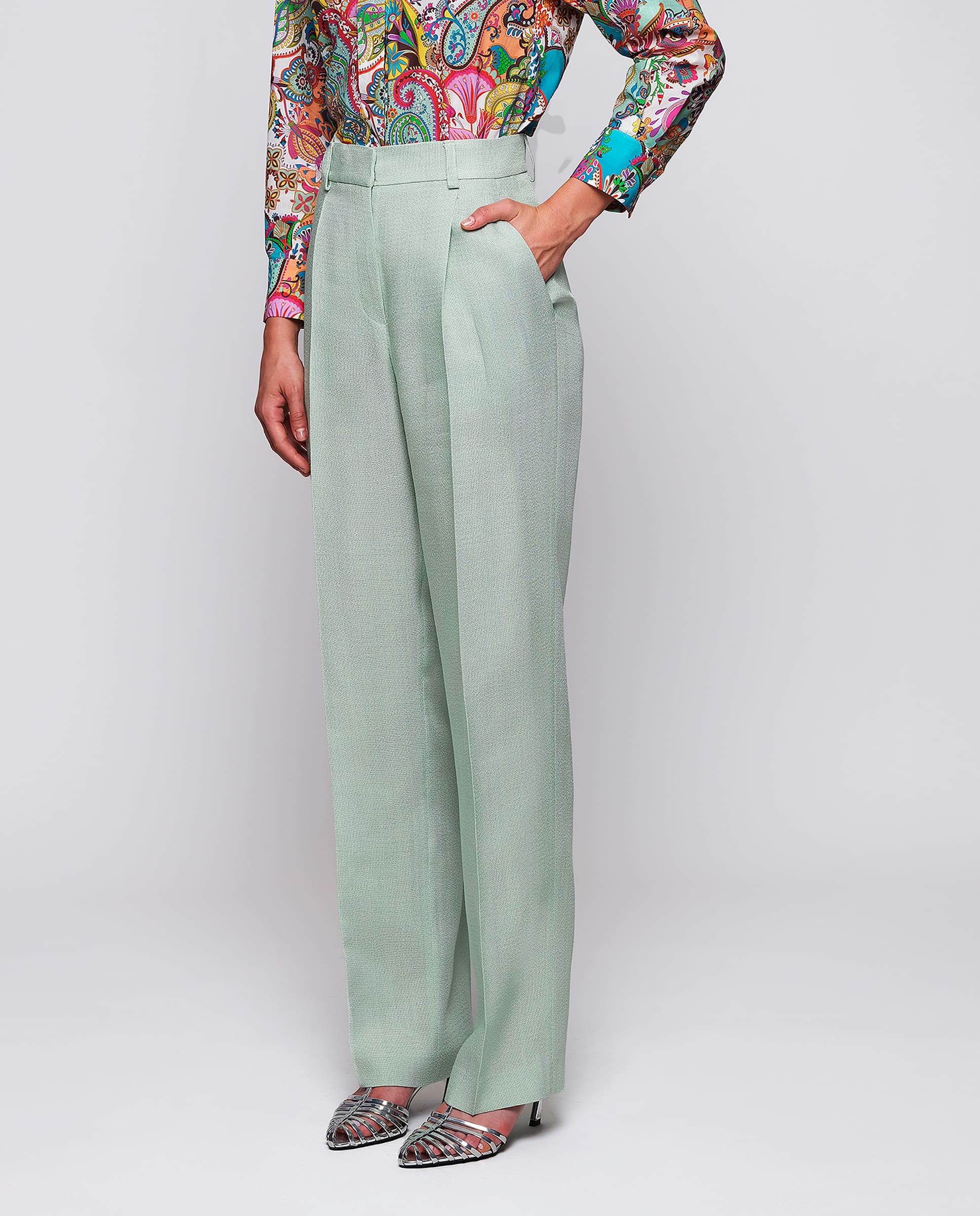 MIRTO Pantalón de traje verde-XL / 48 Mujer