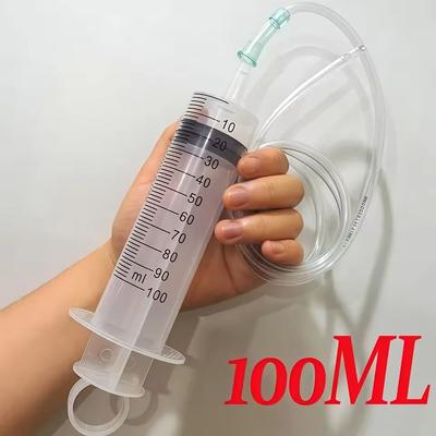 Inspired Living Pet Feeding & Measuring Syringe Kit With Hose Large Capacity Liquid Dispenser For Pets, Oil & DIY Use 100ml And Hose