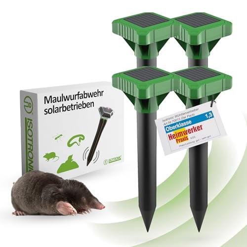 Isotronic Multifunctionele Zonne-energie Mollenverjager voor Woelmuizen en Slangen, 4 stuks