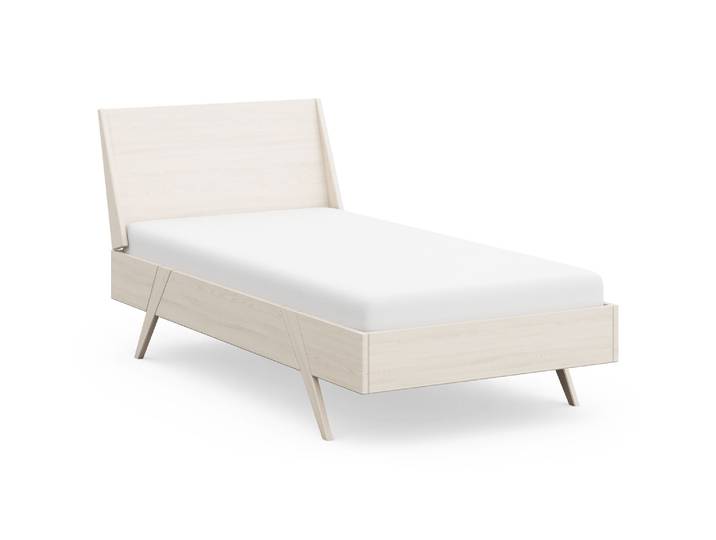 Naturwohnen Massivholzbett 90x200cm Natürlich Weiß lasiert Serie Vireo Design und Handwerk perfekt vereint mit bioola® colour veredelt