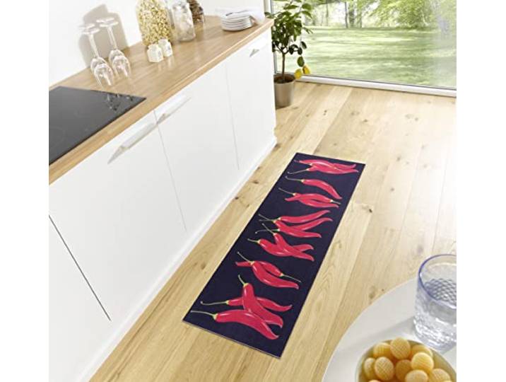 Hanse Home Cook & Clean Küchenläufer – Küchenteppich Chili Motiv Teppichläufer rutschfest Pflegeleicht Teppich Läufer für Küche, Flur, Eingangsbereich, Esszimmer – 50x150cm